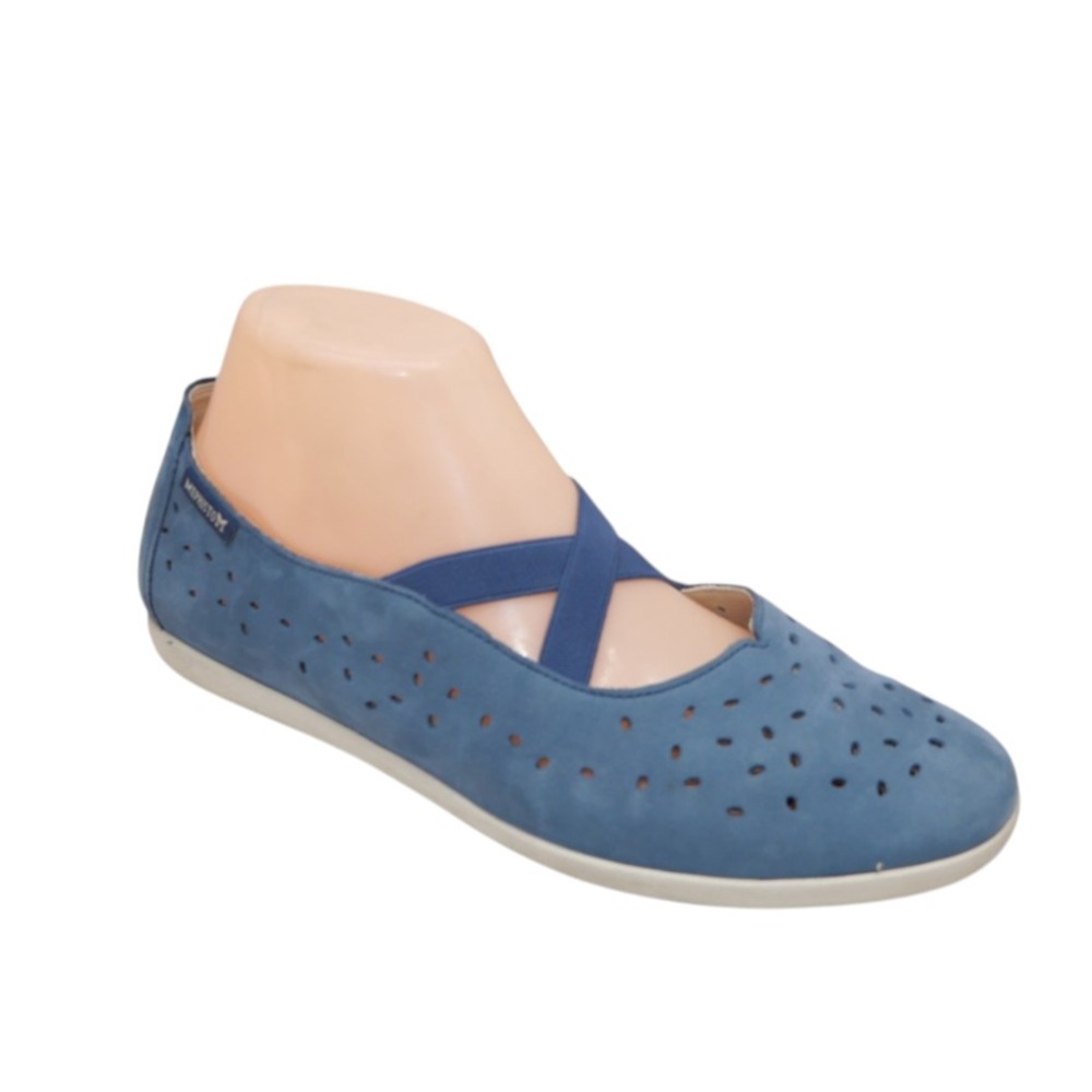 Mephisto Karla Flats US 8 Blue Nubuck Leather Perforated Mary Jane Air-Jet